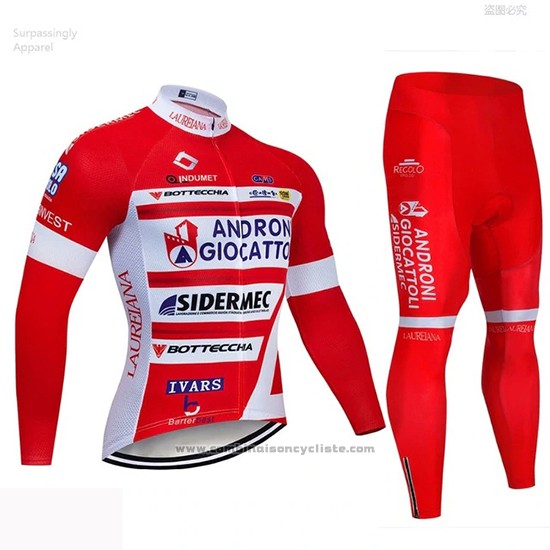 2019 Maillot Cyclisme Androni Giocattoli Rouge Blanc Manches Longues et Cuissard